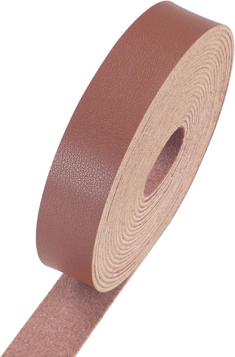 CDY Soft Brown Faux Leather Strap: 1 Inch Wide 200 Inches Long Leather Strip 2mm for DIY Craft Projects Thick Very Suitable for Traction Ropes Bag Straps (Brown) - Image 2